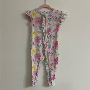 Girls Floral One-Piece Romper - Pink Multi Birdie Bean 6-12 months. Bamboo